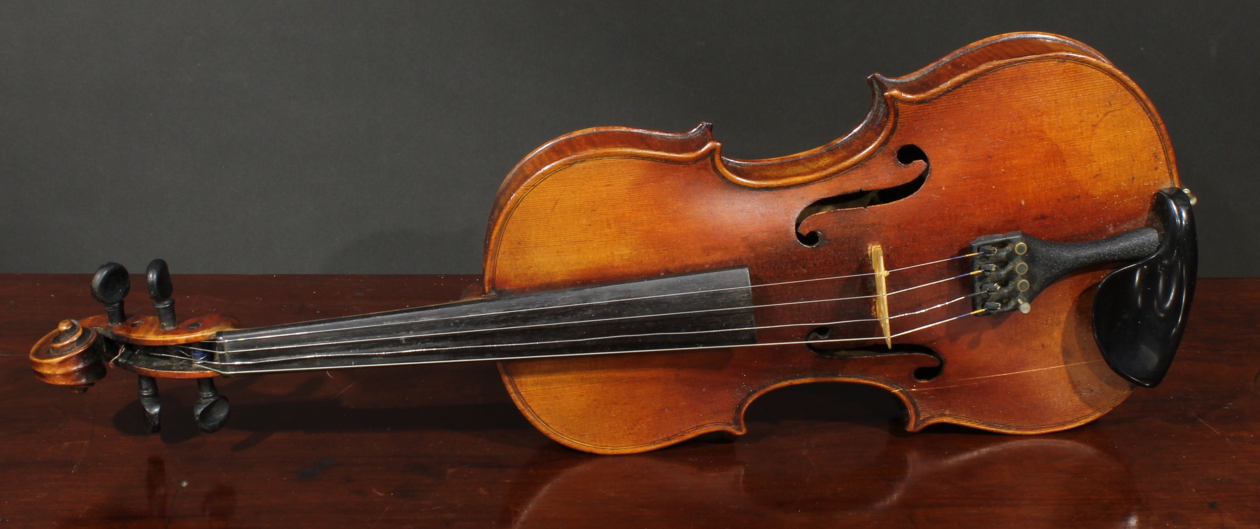 A violin, the two-piece back 36cm long excluding button, Stradiuarius 1721 label, ebonised tuning - Image 2 of 10