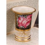 A Barr, Flight and Barr Worcester trumpet shaped vase, painted with roses and forget-me-nots, on a