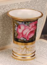 A Barr, Flight and Barr Worcester trumpet shaped vase, painted with roses and forget-me-nots, on a