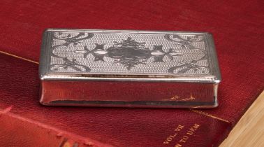 A 19th century French silver waisted rectangular snuff box, hinged cover with flowers and