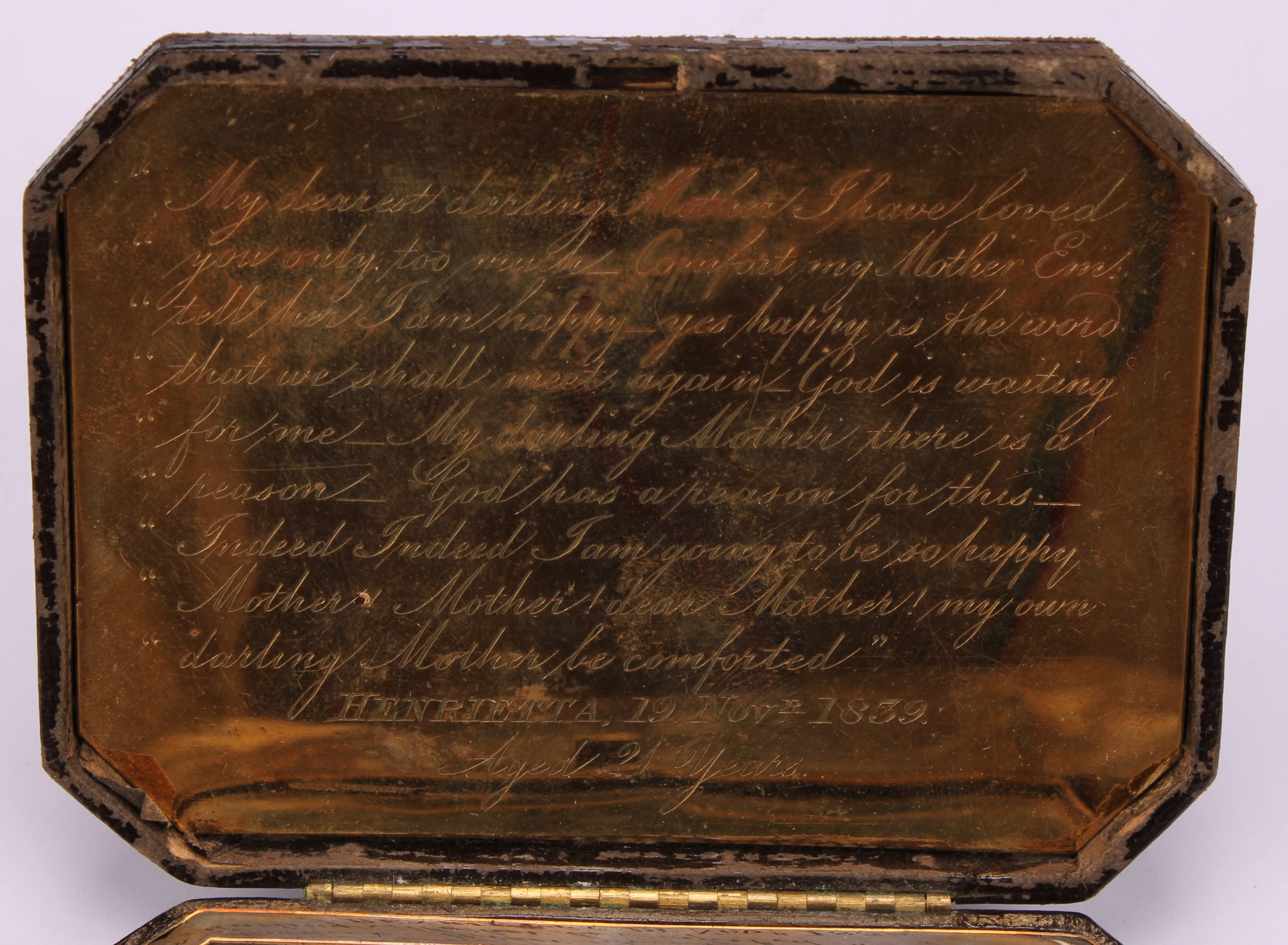 Momento Mori - a 19th century keepsake, of lock of hair encased in canted rectangular box, the - Image 3 of 4