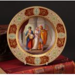 A Vienna dish, painted with Hector's Abscheid [farewell], from Homer's Iliad, 24.5ccm diam, blue