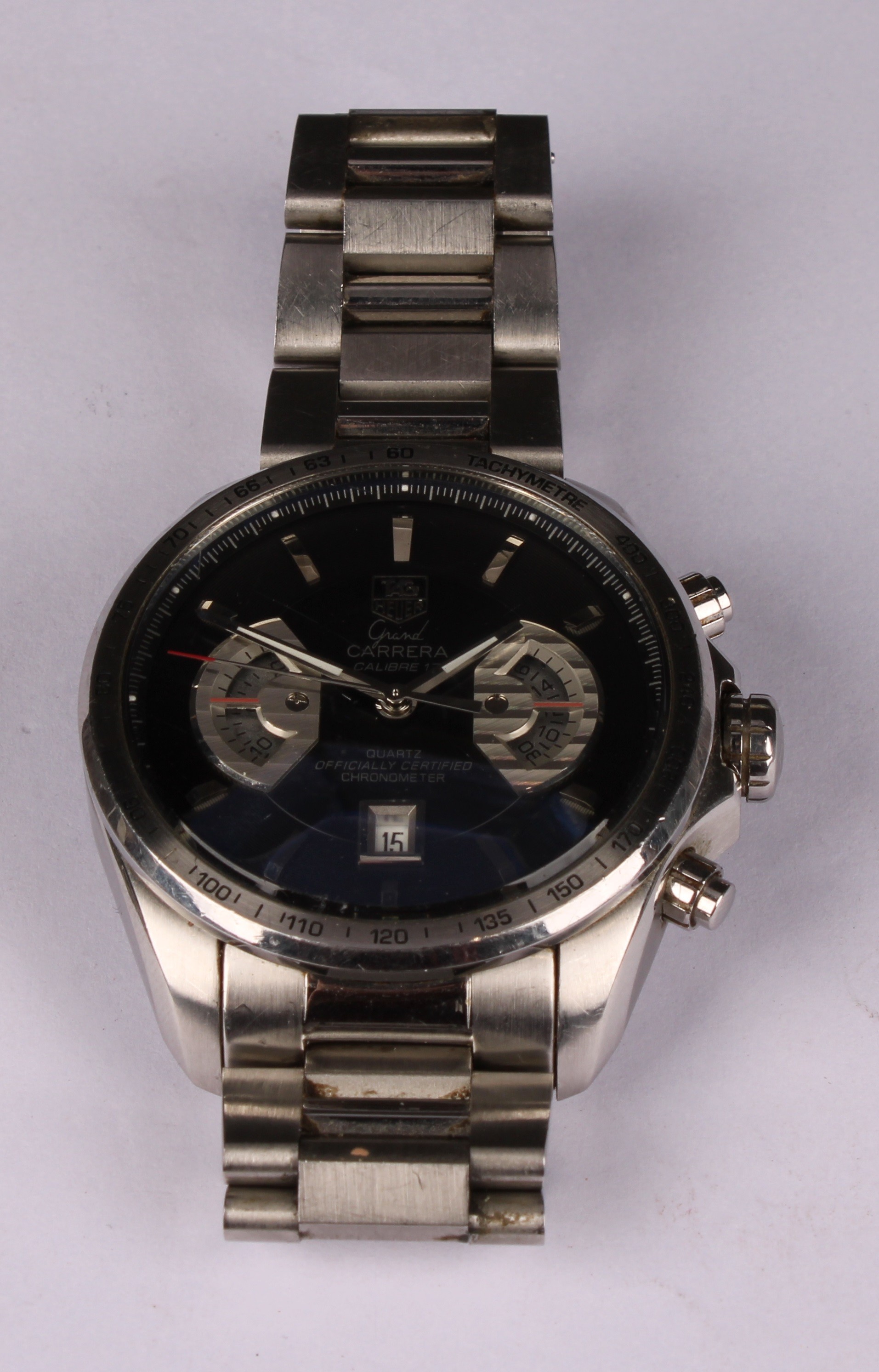 A gentleman's Tag Heuer Grand Carrera stainless steel chronometer wristwatch, the black dial with - Image 2 of 6