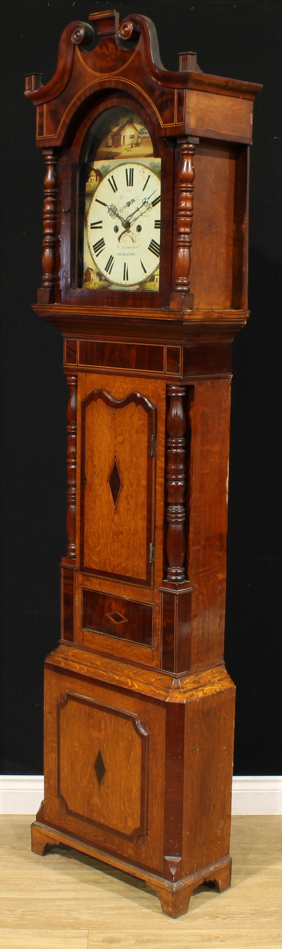 A George/William IV oak and mahogany longcase clock, 33cm arched painted dial inscribed W. - Image 3 of 6