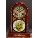 An early 20th century simulated rosewood mantel clock, by the Owari Clock/Watch Company, 16cm