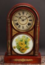 An early 20th century simulated rosewood mantel clock, by the Owari Clock/Watch Company, 16cm