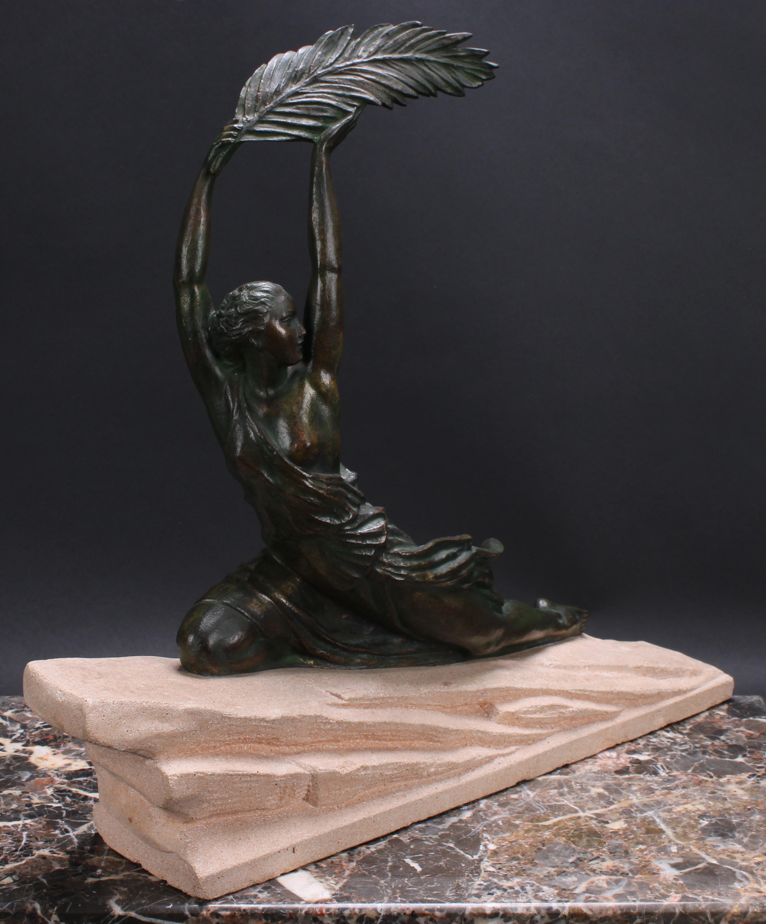 LE FAGUAYS, PIERRE (1862 - 1962) Triomphe, an Art Deco patinated bronze, female figure, semi-clad - Image 2 of 5