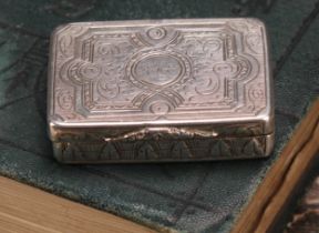 Nathaniel Mills - a Victorian silver rectangular vinaigrette, bright-cut engraved with strapwork and