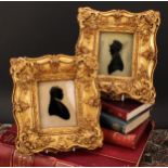 Interior Decoration - a pair of silhouettes, lady and gentleman, bust length, 9cm x 7.5cm, 19th