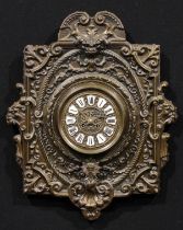 A late 19th century French wall clock, 14.5cm circular dial inscribed upon enamel reserves with