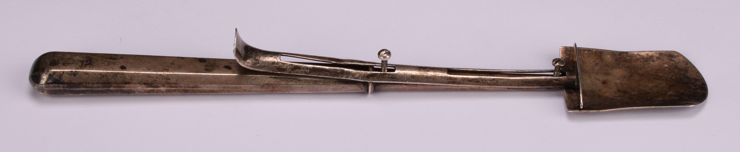 A George III silver mechanical stilton scoop, 20.5cm long, Samuel Pemberton, Birmingham 1809 - Image 2 of 4