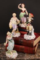 A set of four Sampson Hancock Derby figures, Allegorical of the Seasons, Spring, painted by J.