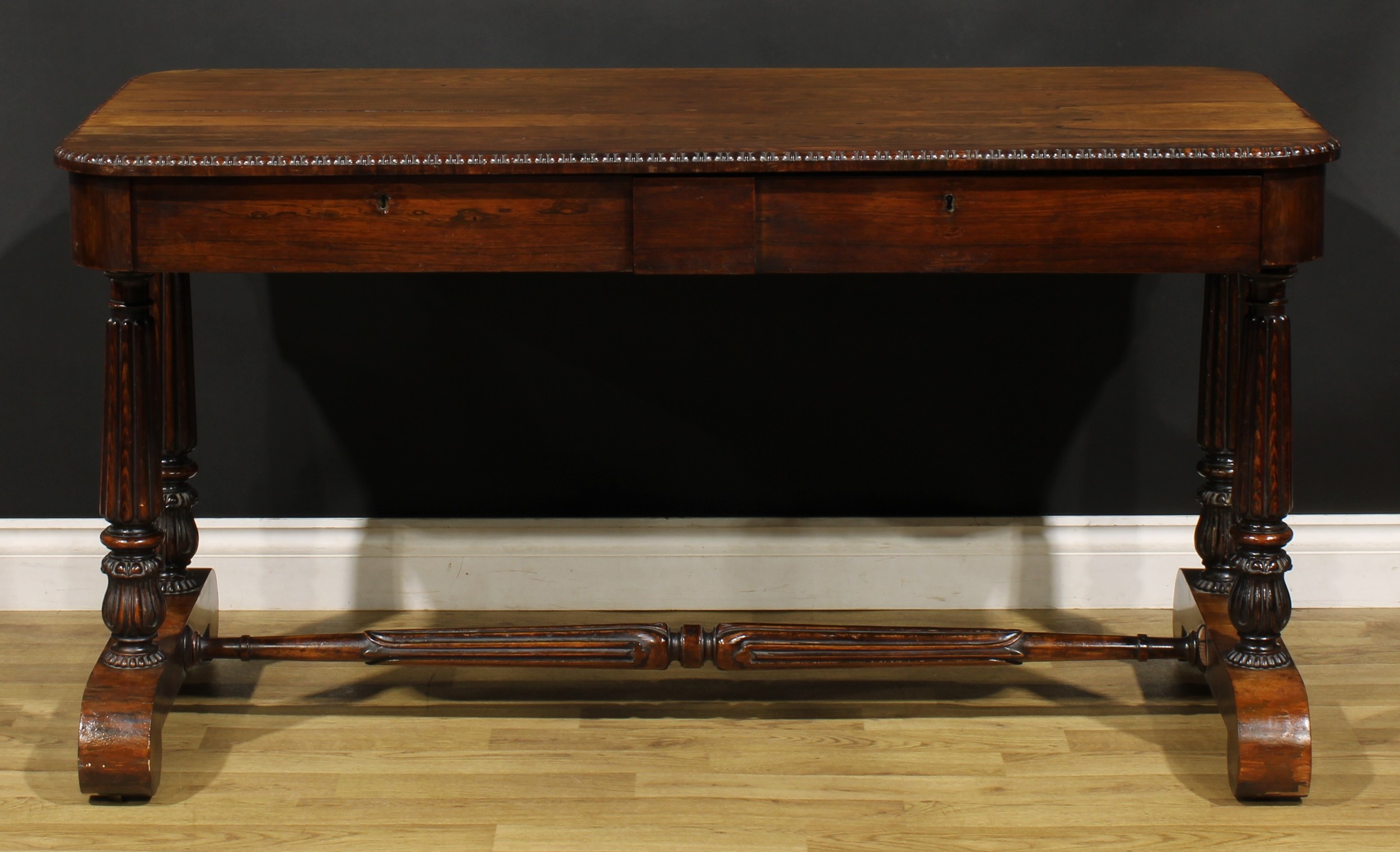A William IV rosewood library table, in the manner of Gillows of Lancaster and London, rounded - Image 2 of 6