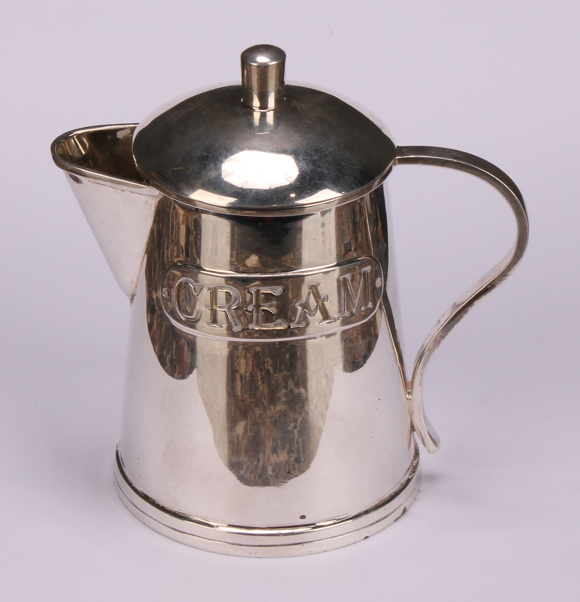 An unusual silver novelty covered cream jug, as a dairy can, inscribed Cream, 9.5cm high, import - Image 2 of 6