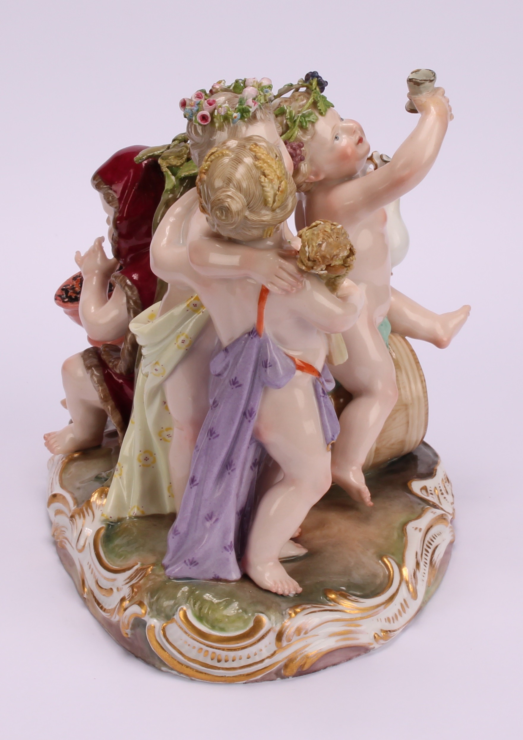 A Meissen figure group, The Four Seasons, as four revelling putto, each with symbols of the seasons, - Image 3 of 5