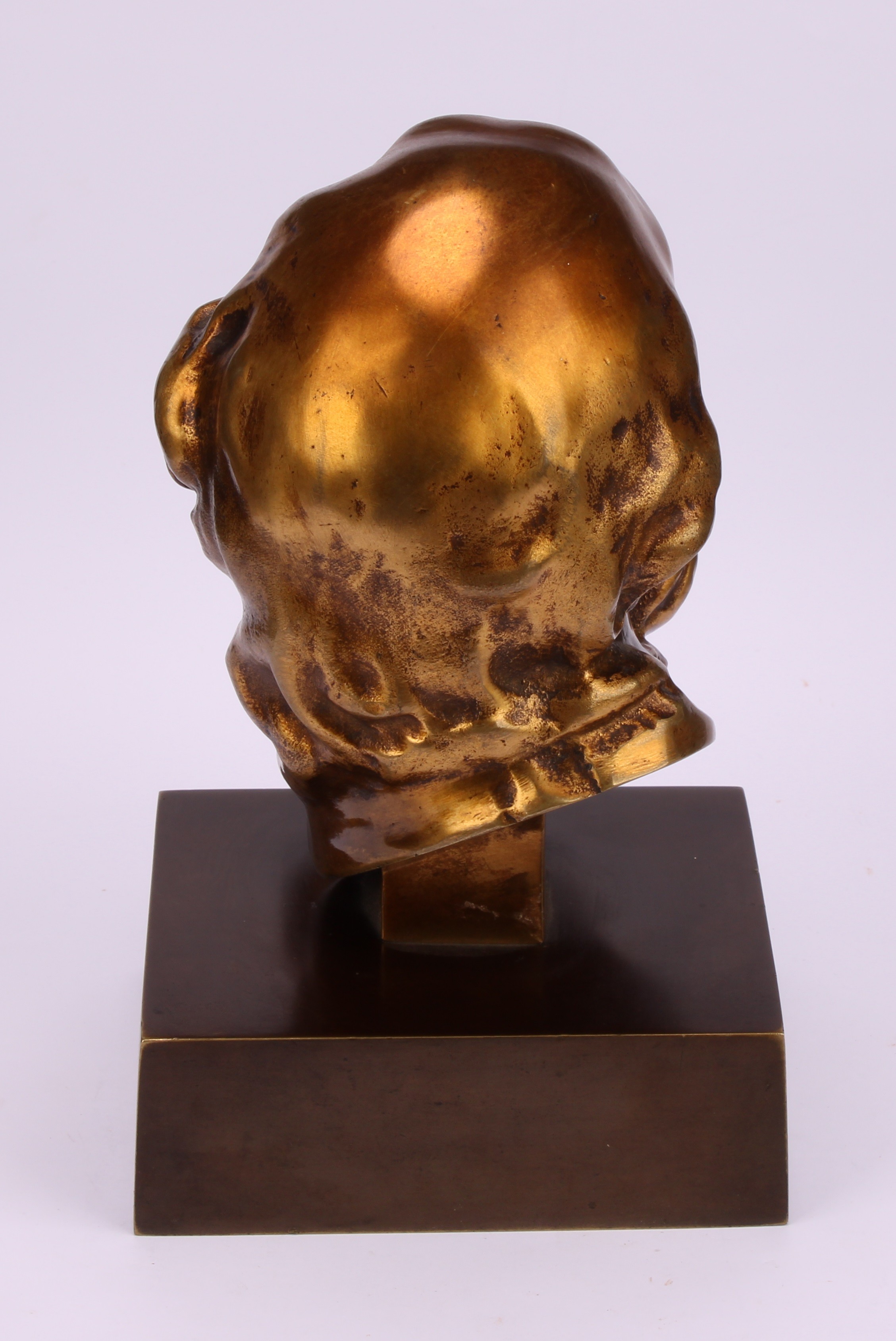 Continental School, a gilt bronze, head of a bearded saint, 20cm high overall - Image 4 of 4