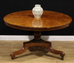 A Post-Regency pollard oak and oak centre table, in the manner of William Trotter of Ballindean,