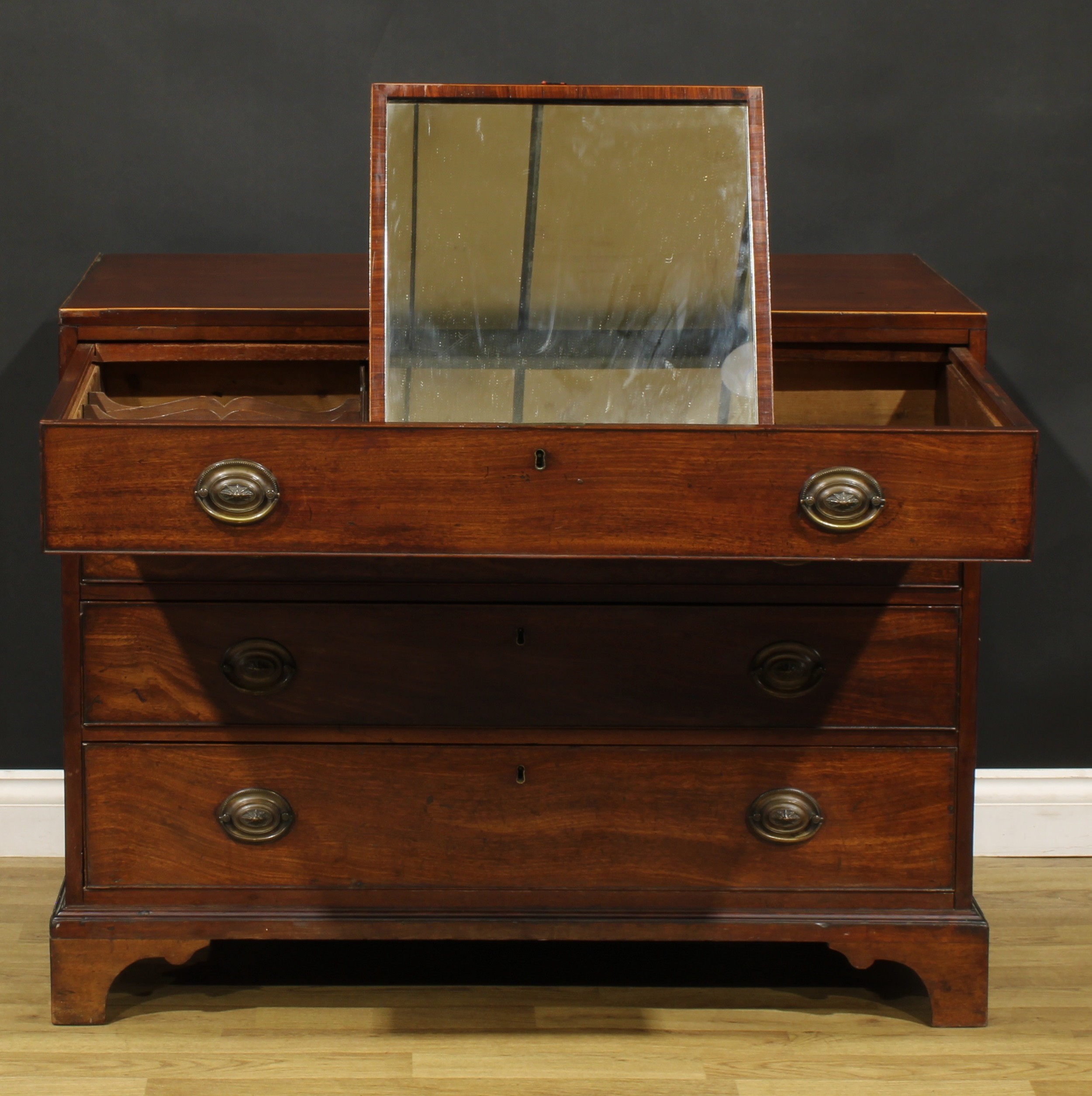 A George III mahogany caddy top discernible bachelor’s chest, by John Folgham (fl. c. 1750–1803), - Image 3 of 9