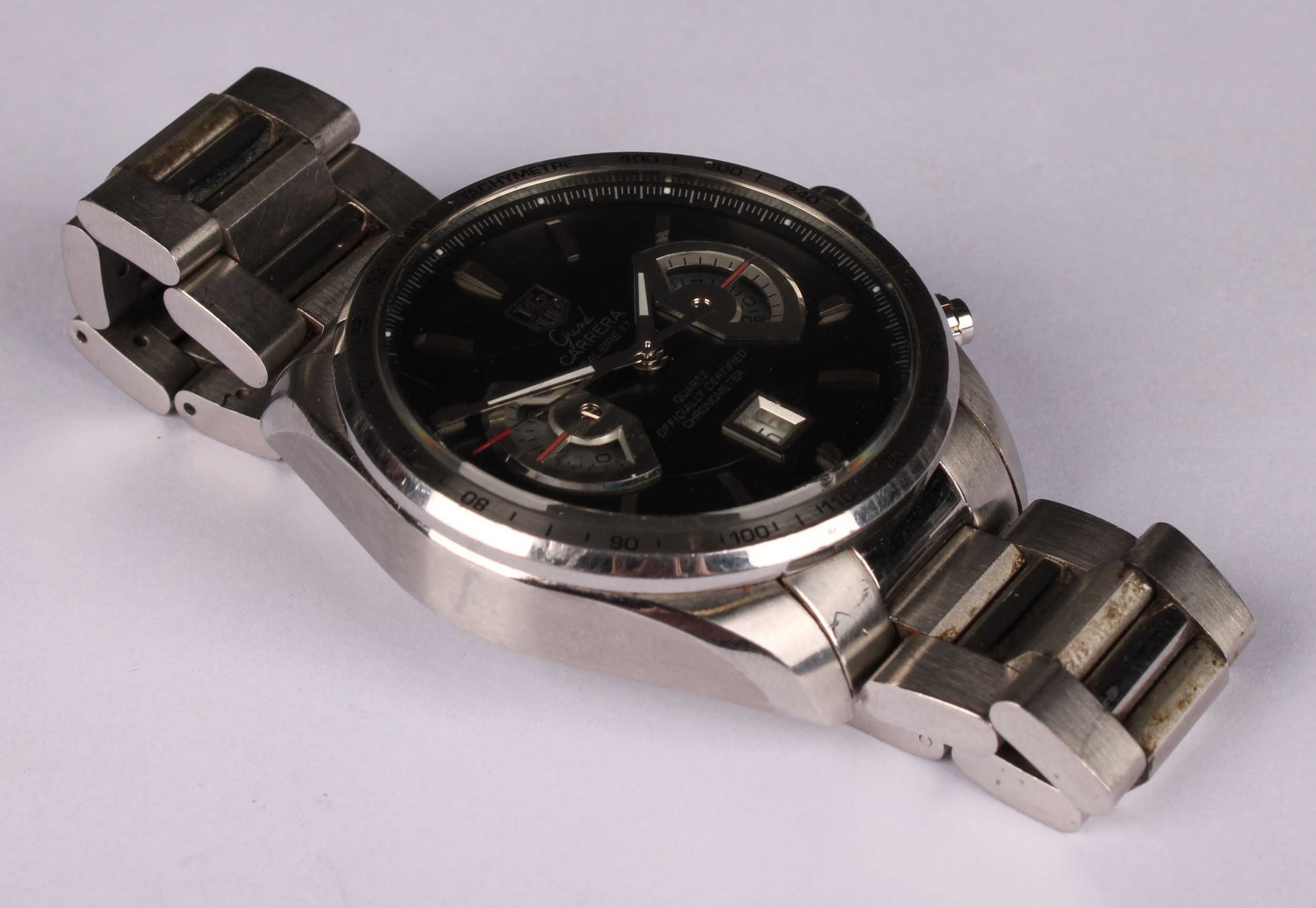 A gentleman's Tag Heuer Grand Carrera stainless steel chronometer wristwatch, the black dial with - Image 4 of 6