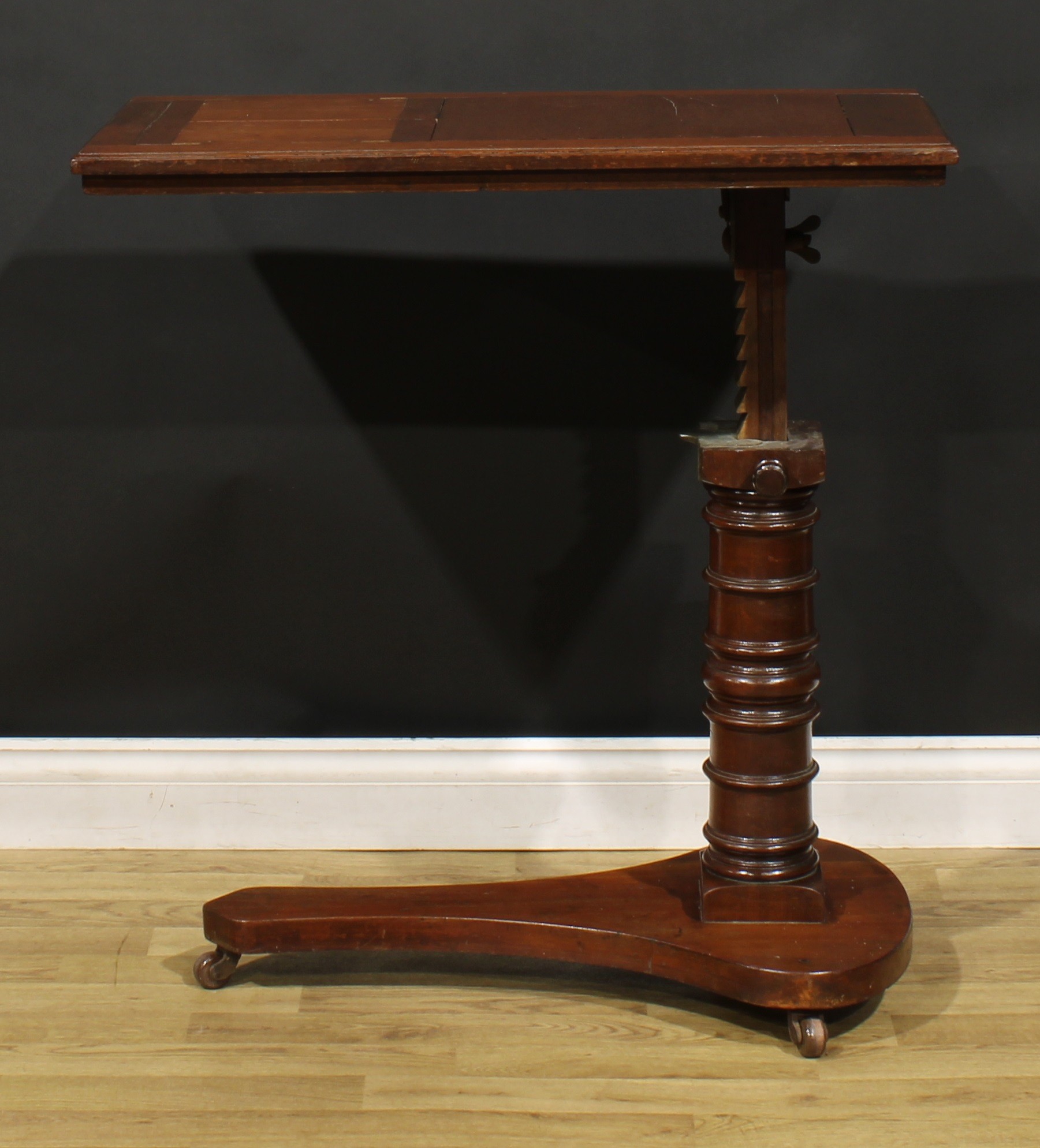 A Victorian walnut and mahogany adjustable reading stand or duet music table, rectangular top - Image 2 of 4