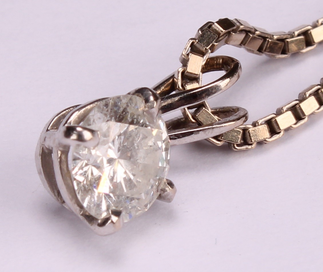 A diamond solitaire pendant, the round brilliant cut stone claw set, approximately 0.8ct diamond - Image 5 of 6