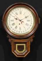 A late 19th century American simulated rosewood drop dial calendar wall timepiece, Dew Drop