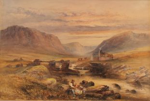 J. Lindsay (19th century) Near Capel Curig, signed, watercolour, 25cm x 37cm