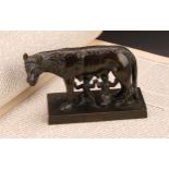 Italian Grand Tour School, early 20th century, a dark patinated bronze, Capitoline Wolf, 13.5cm wide