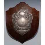 Sport - an Edwardian silver presentation trophy shield, The Parker Shield, engraved with athletes