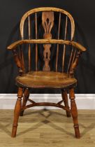 A 19th century ash and elm child’s Windsor elbow chair, by Frederick Walker, Rockley (fl.1823-1871),