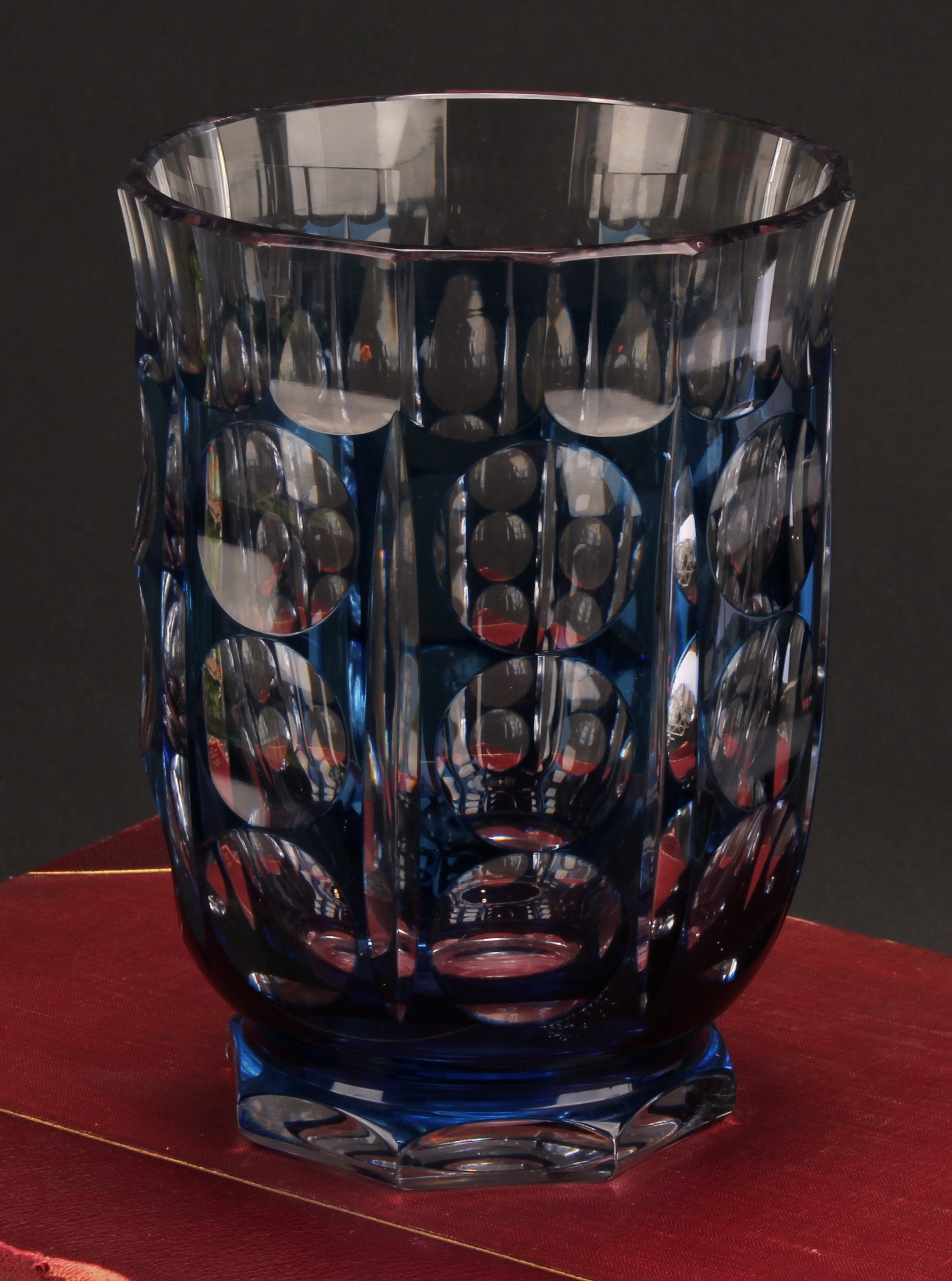 An Art Deco Val Saint Lambert, Belgium, crystal glass pedestal vase, designed by Charles Graffart,