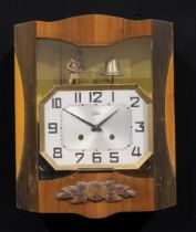 A mid 20th century French wall clock, 22.5cm octagonal dial inscribed Odo, Arabic numerals, twin