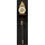 An 18th century French brass lantern clock, 22cm circular dial applied with Roman numerals and