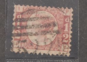 Stamps - QV 1870 1/2d bantam pl.9, good used, one very small perf nick
