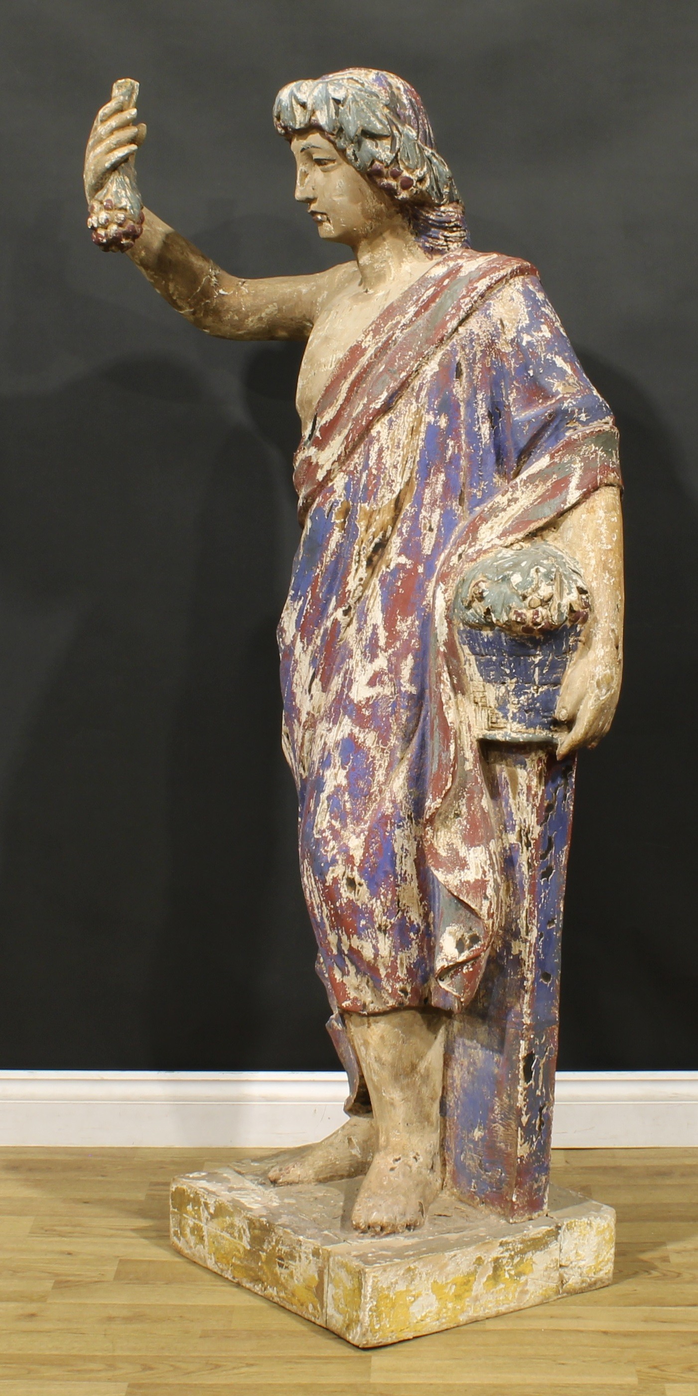 A 19th century polychrome painted softwood and gesso floor-standing figure, carved as an allegory of - Image 3 of 4