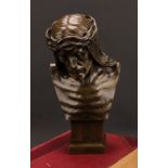Victor Demanet (1895-1964), a brown patinated bronze, Christ With a Crown of Thorns, signed in the