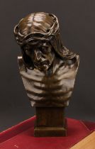 Victor Demanet (1895-1964), a brown patinated bronze, Christ With a Crown of Thorns, signed in the