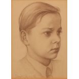 P** (20th century) Portrait of a Boy, pencil drawing, 32cm x 23cm