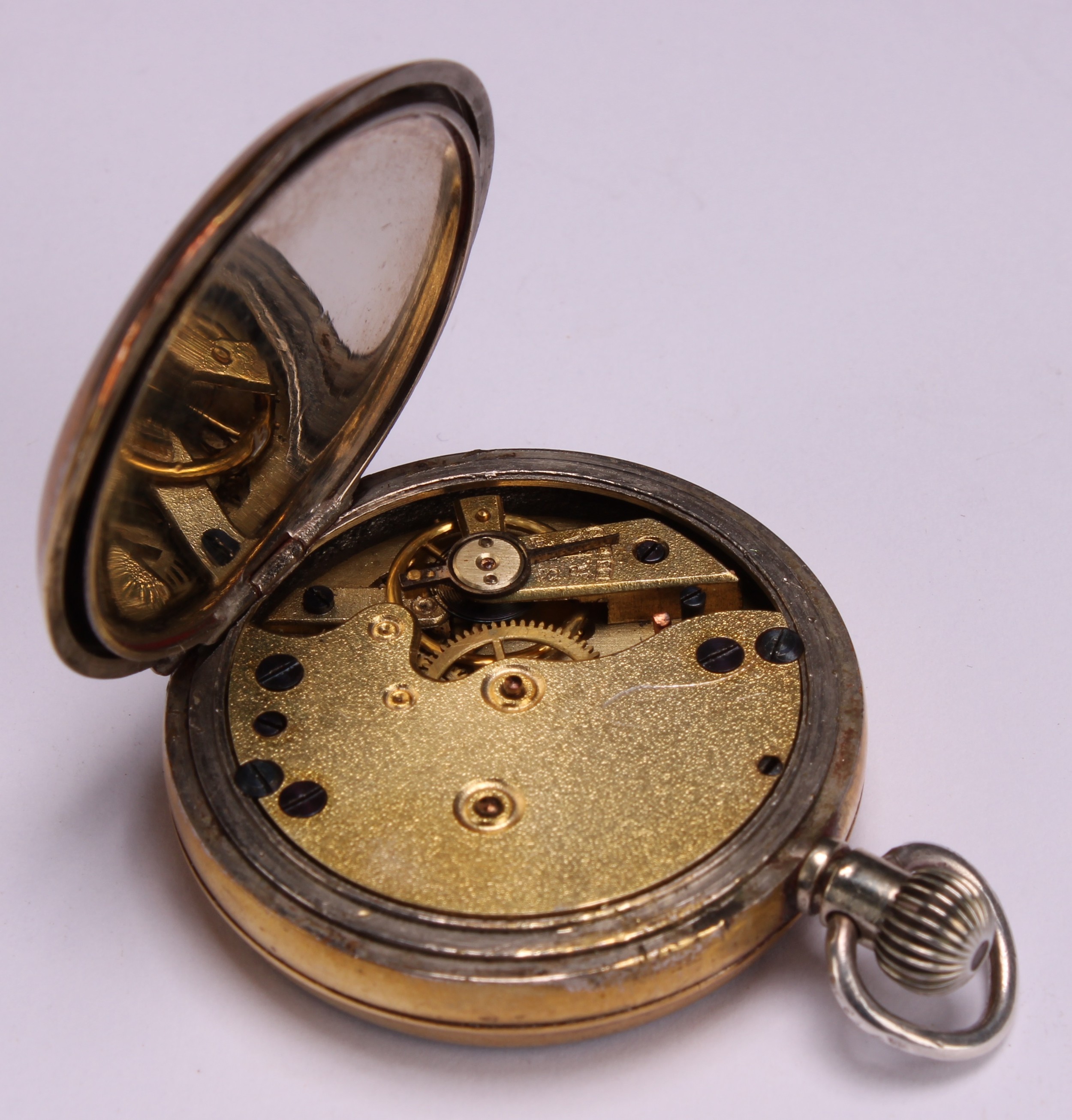 An Edwardian silver combination inkwell, stamp box and pocket watch holder, star-cut base, 11cm - Image 8 of 8