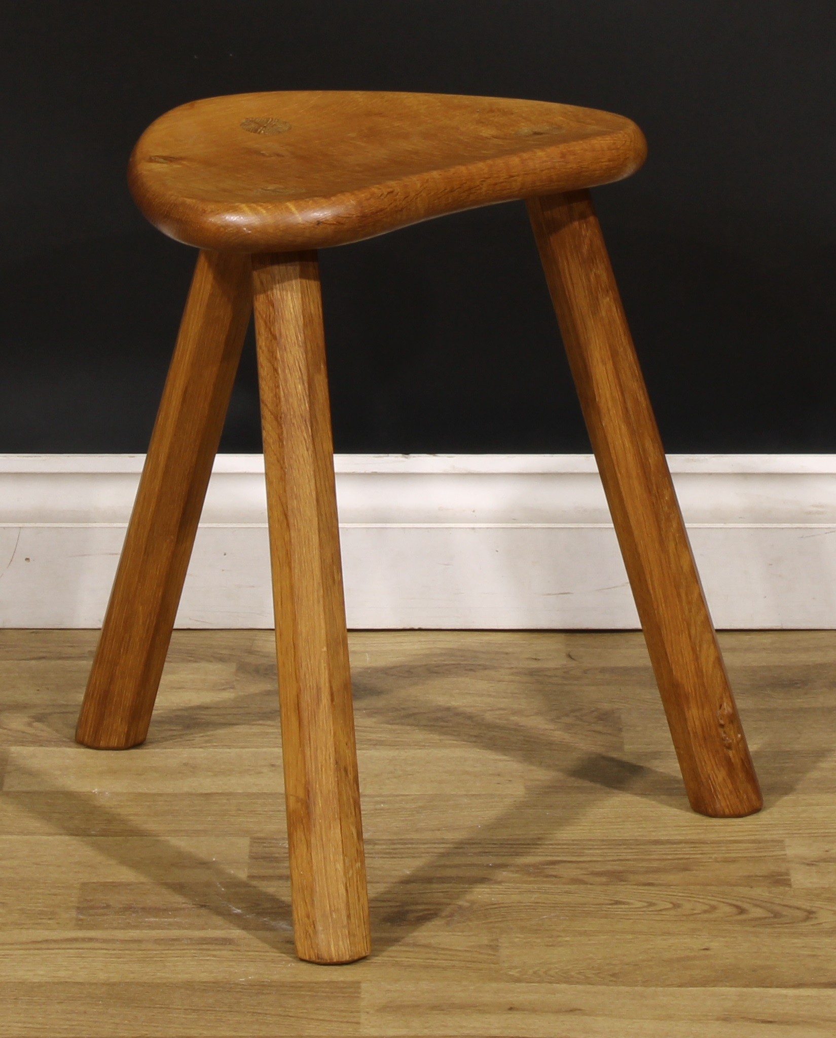 Derek Slater, Lizardman of Crayke, Yorkshire - an oak stool, of staked construction, adzed - Image 2 of 4