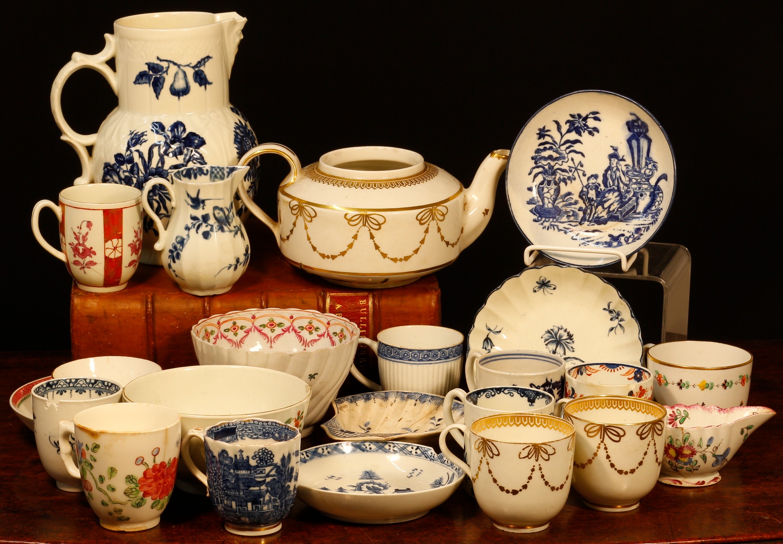 A study collection of 18th century English porcelain, various factories including Worcester, Bow,