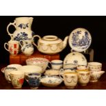 A study collection of 18th century English porcelain, various factories including Worcester, Bow,