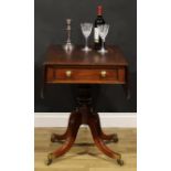 A Post-Regency mahogany Pembroke table, rounded rectangular top with moulded edge above a single