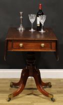 A Post-Regency mahogany Pembroke table, rounded rectangular top with moulded edge above a single