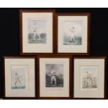 Boxing - a suite of five 19th century coloured engravings, portraits of pugilists, Tom Paddock,