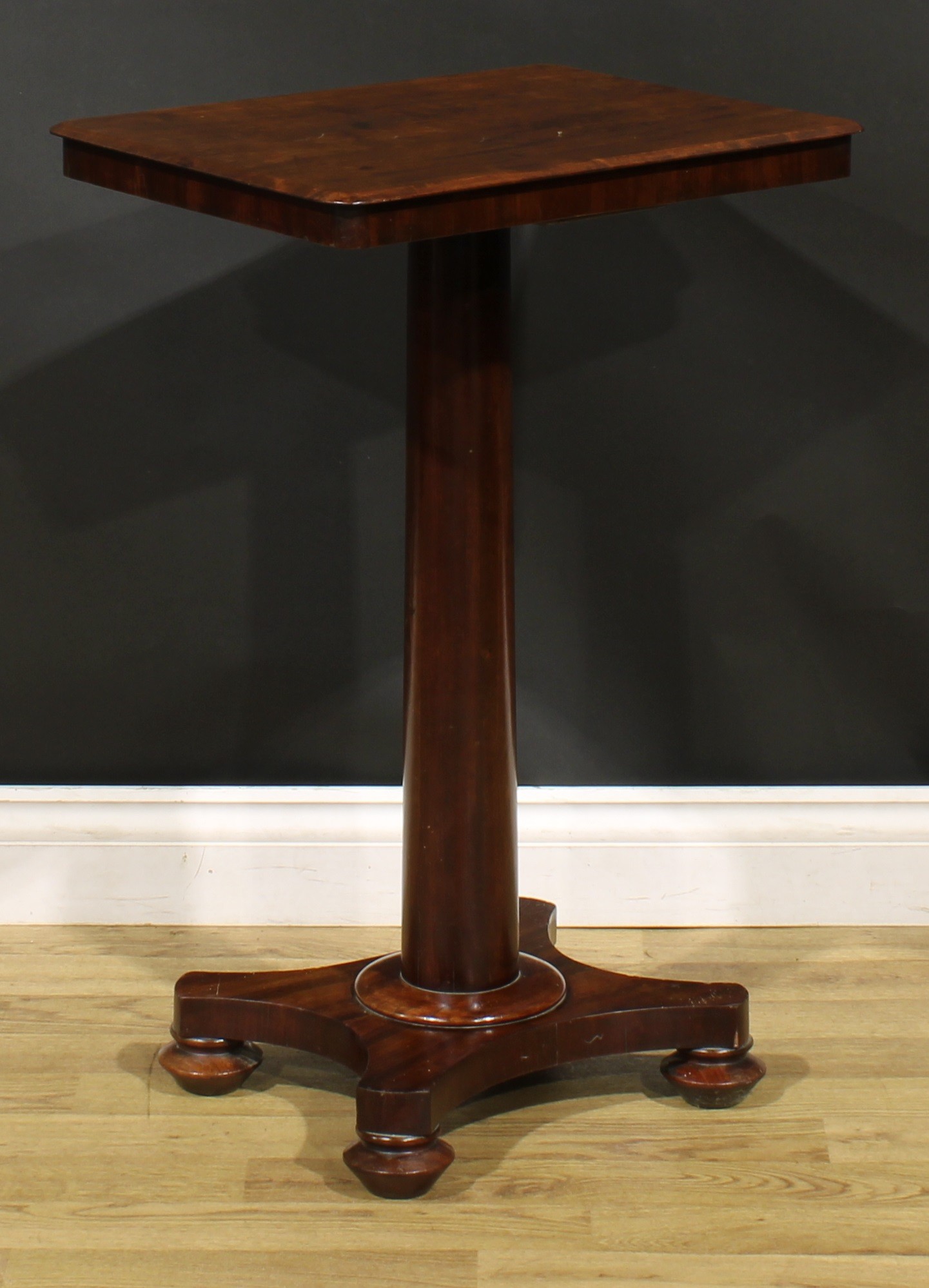 A George/William IV mahogany pedestal wine table, rounded rectangular top, cylindrical column, - Image 3 of 5