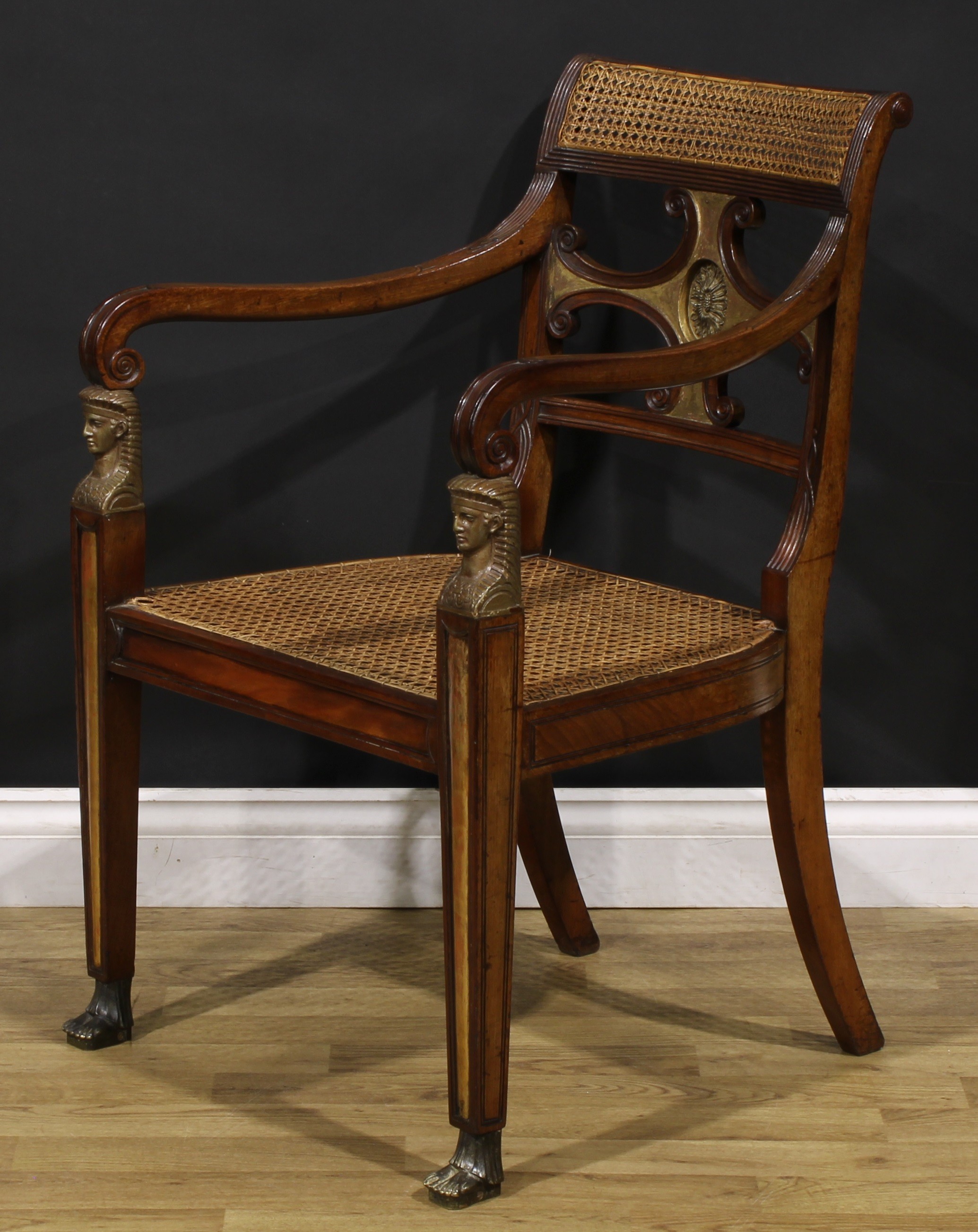 An interesting early 19th century parcel-gilt mahogany elbow chair, reputedly once belonging to - Image 3 of 5