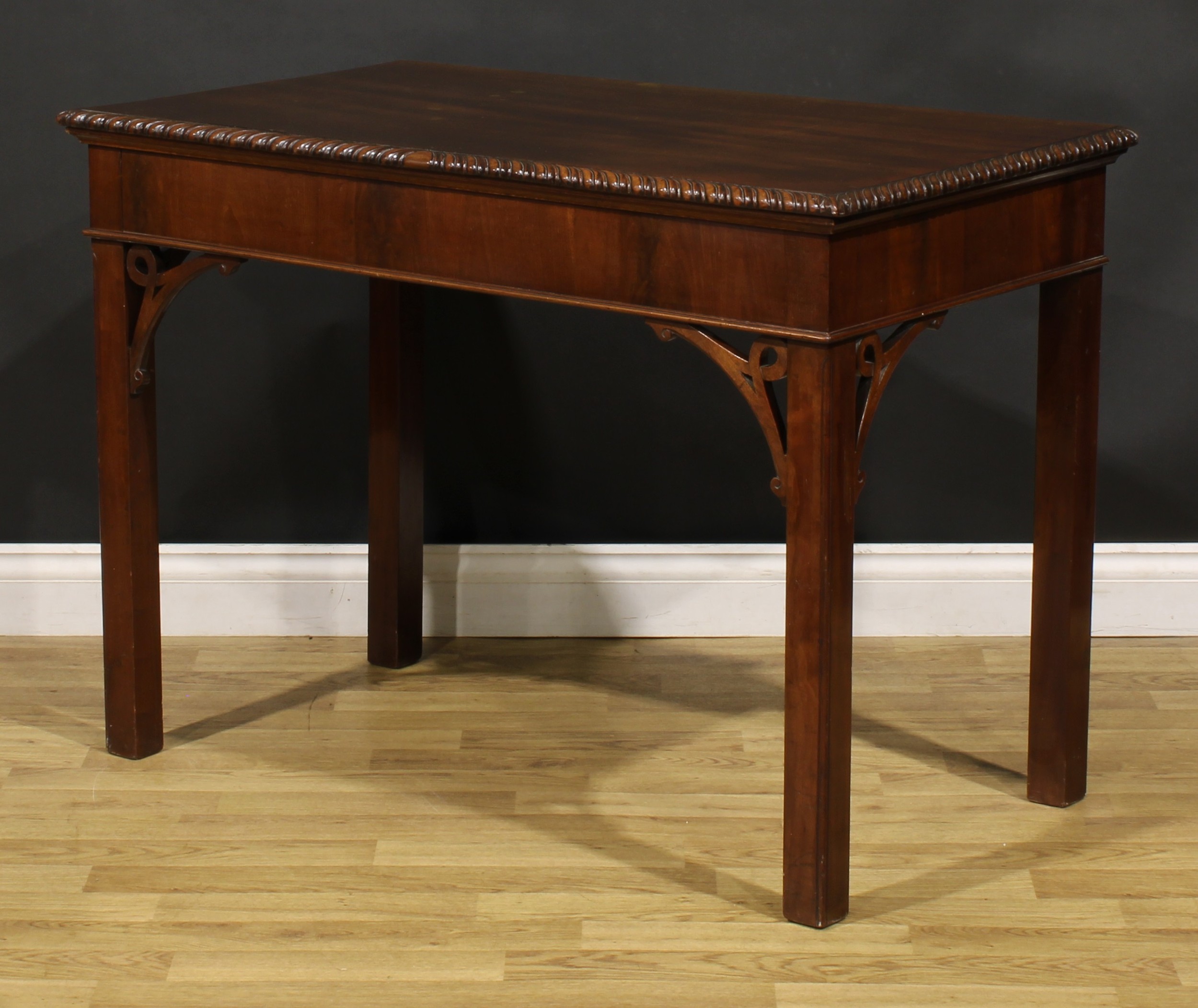 A 19th century Chippendale Revival mahogany side or serving table, rectangular top with gadrooned - Image 4 of 5