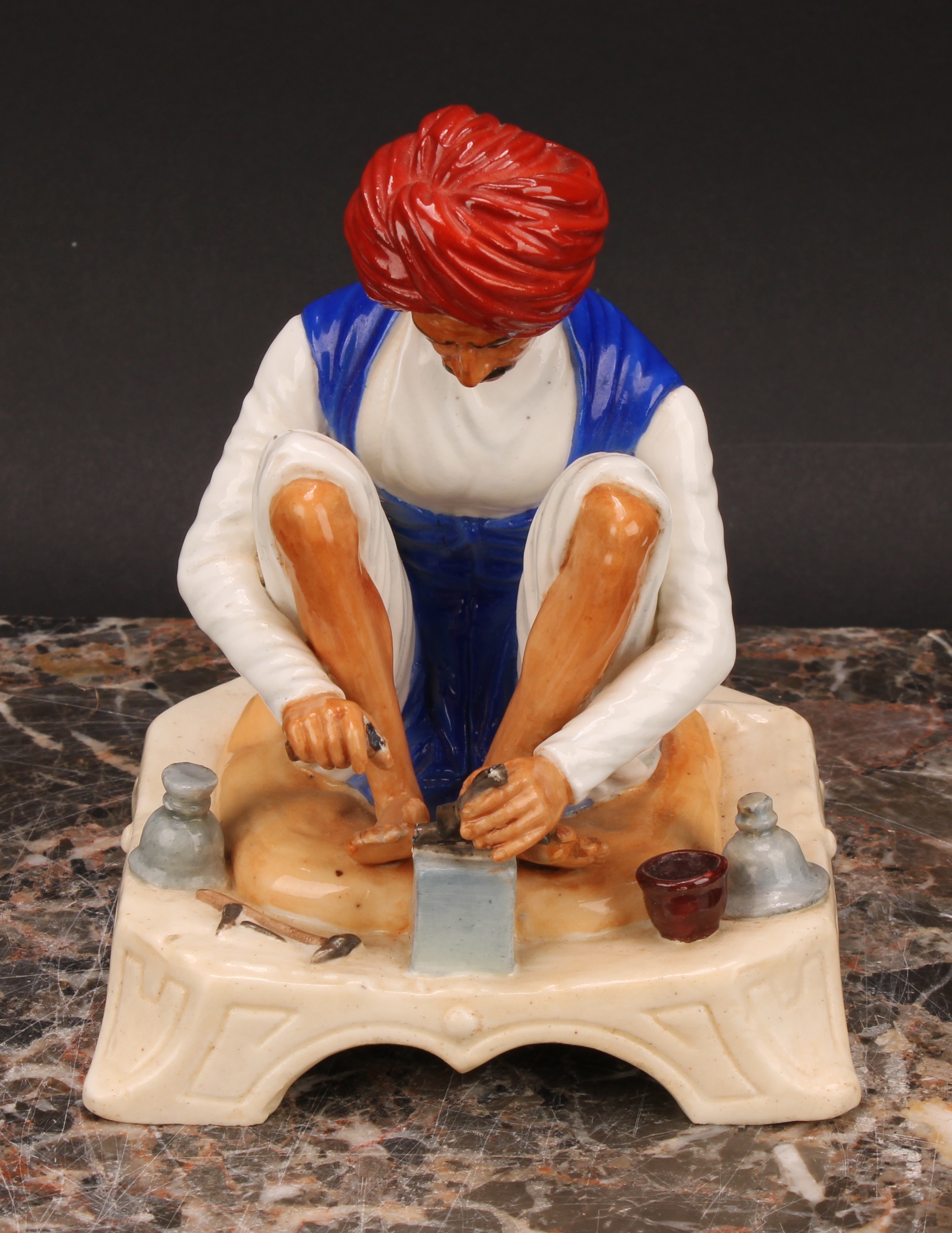 A Royal Worcester figure, Karen Singh - Toolmaker, modelled by James Hadley, 11.5cm high, crown - Image 2 of 5