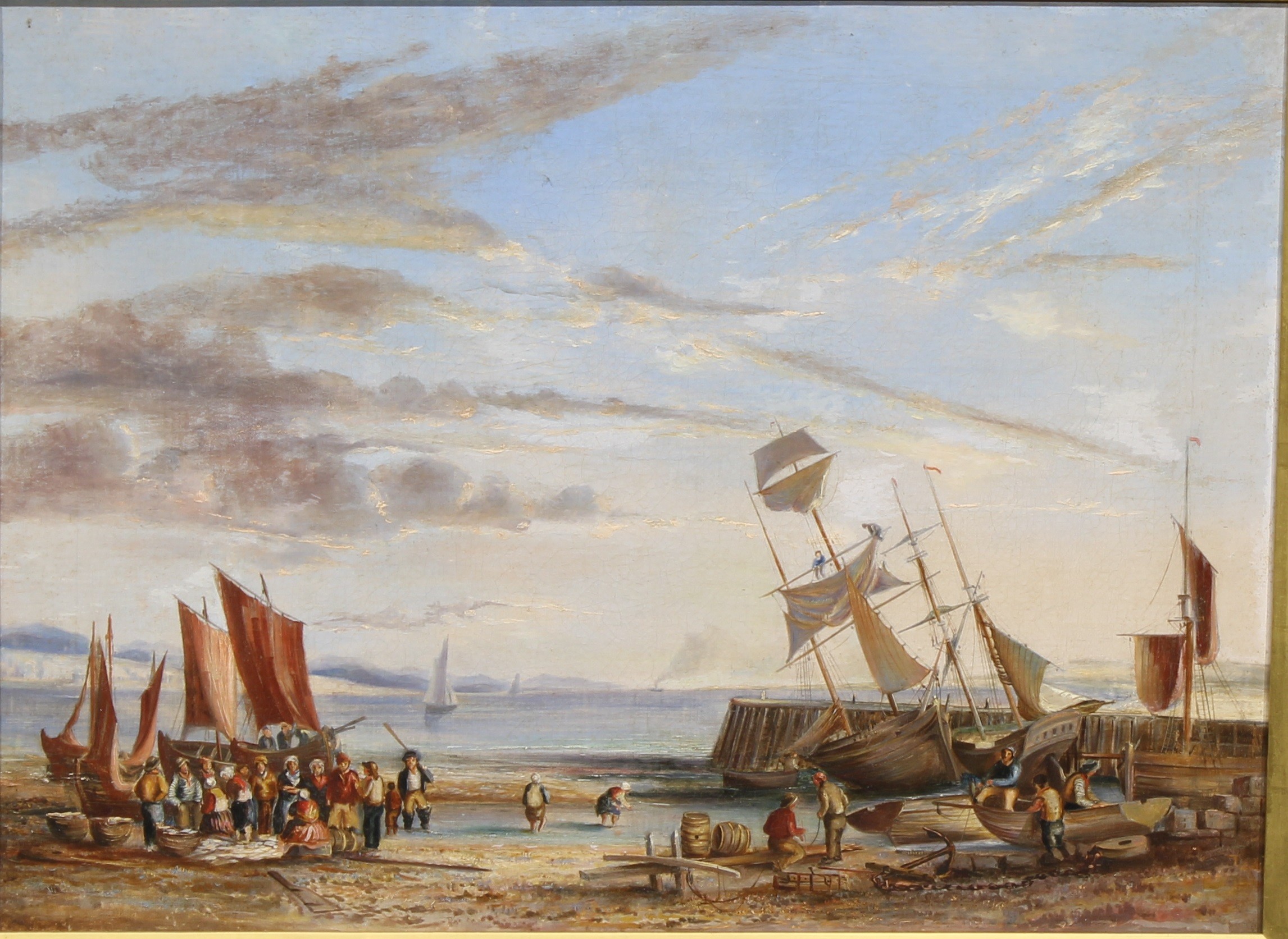 English Maritime School (19th century) Running Repairs, oil on canvas, 44cm x 59.5cm